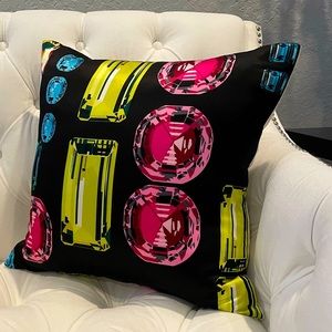 A one-of-a-kind vintage silk scarf with Irish Linen Pillow